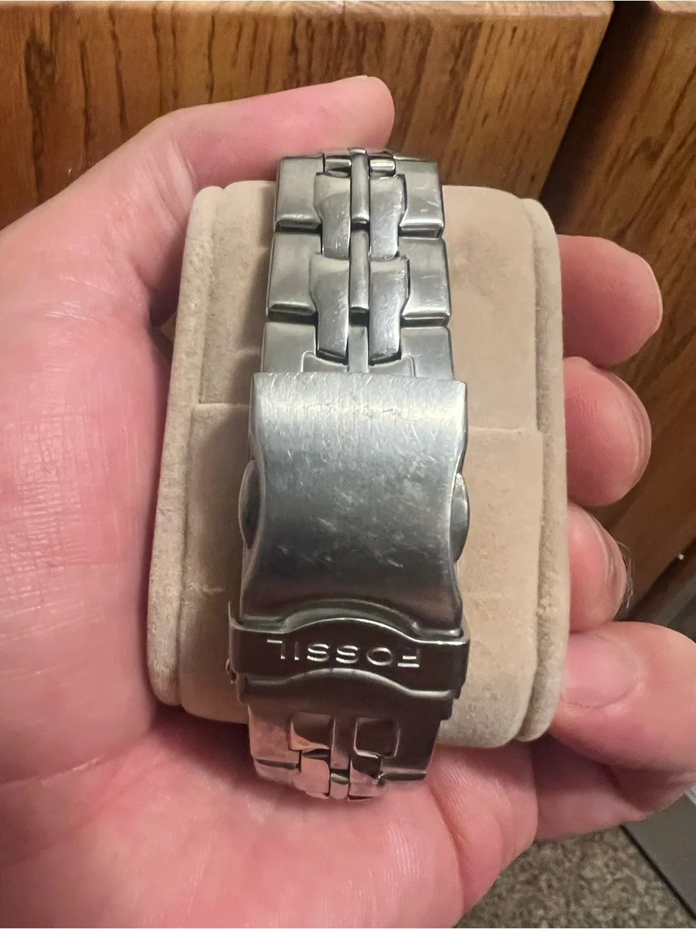 Fossil Silver Watch with Blue Subdials
